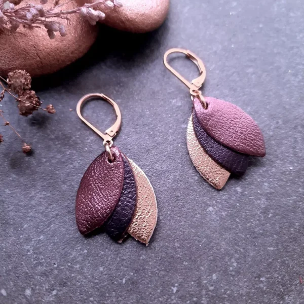 Boucles d'oreilles courtes LES CHOUCHOUS Cassis