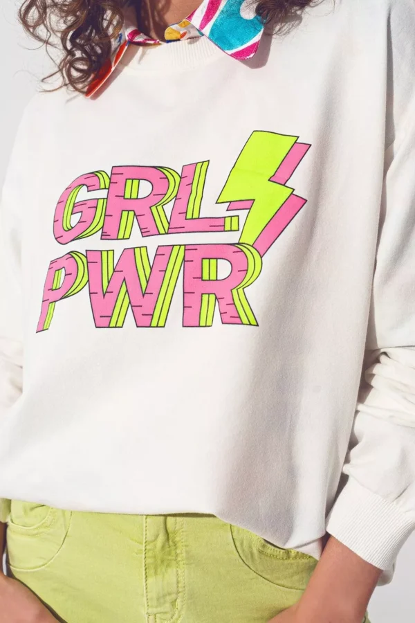 Sweat-shirt blanc GRL PWR